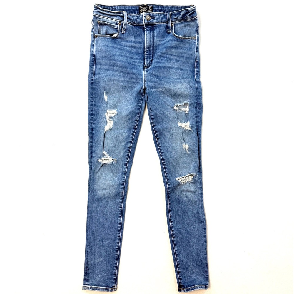 Abercrombie & Fitch Simone High Rise Super Skinny Distressed Jeans 27 4R Blue